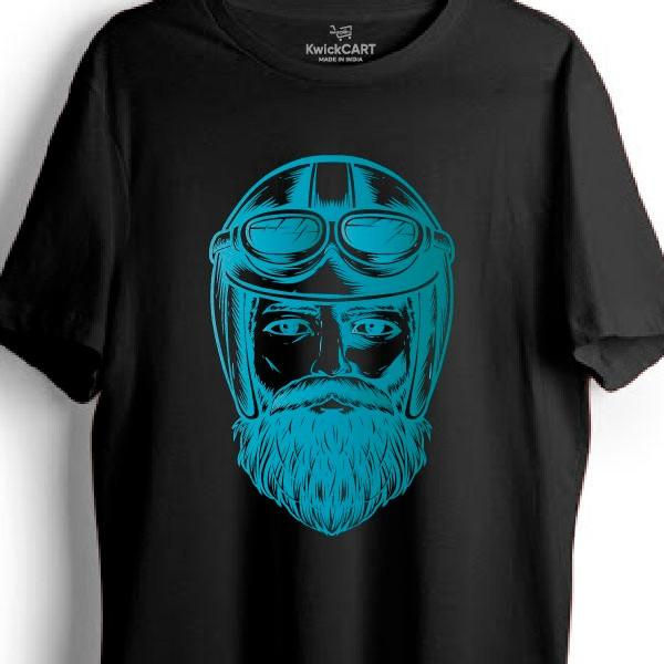 Bearded Mens Graphic T-shirts Biker Special Pure Cotton Half Sleeve Tees