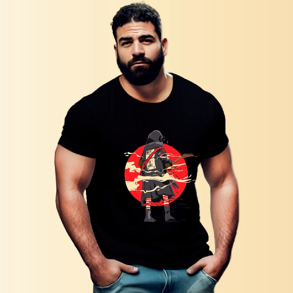 Men's Anime T-shirt Design 100% Cotton Round Neck Tees Black M-XL