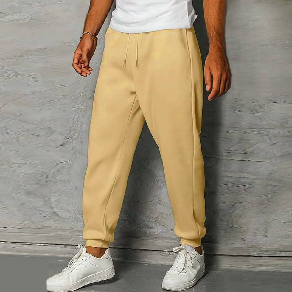 Relaxed Fit Jogger Style Casual Sweatpants For Men and Women - Beige - 3 Pockets