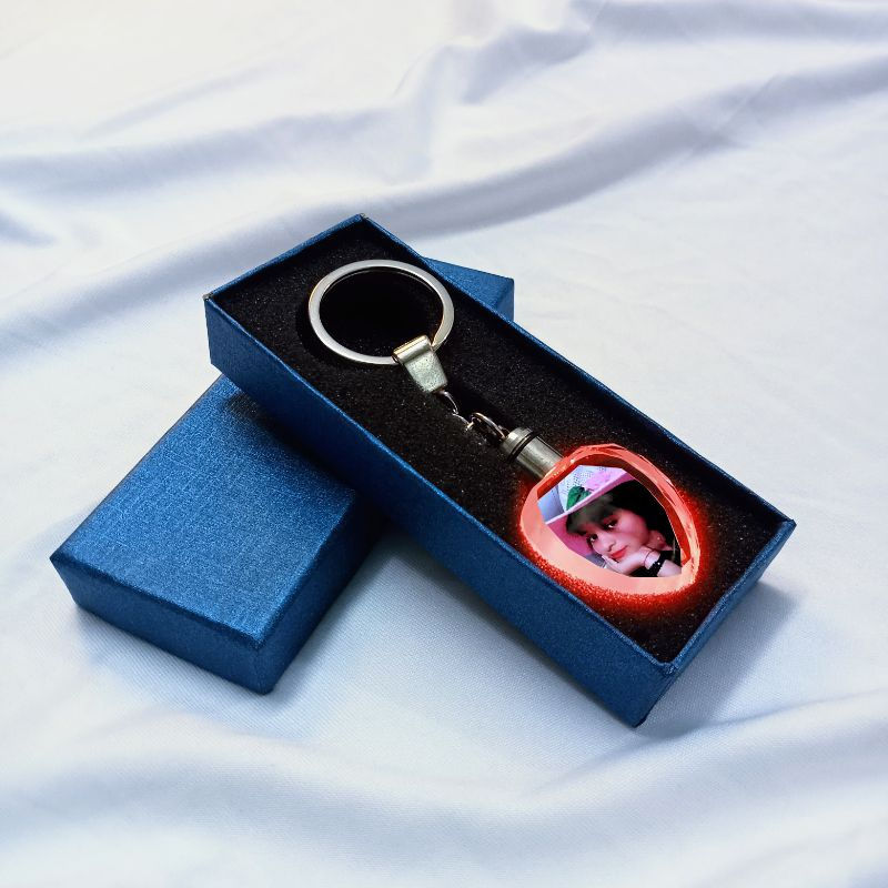 Crystal Keyring Personalised Multicolour LED Keychain Heart Shape