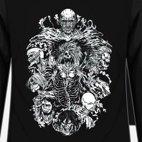 Skull Printed Long Sleeve Unisex Cotton T-shirt Black