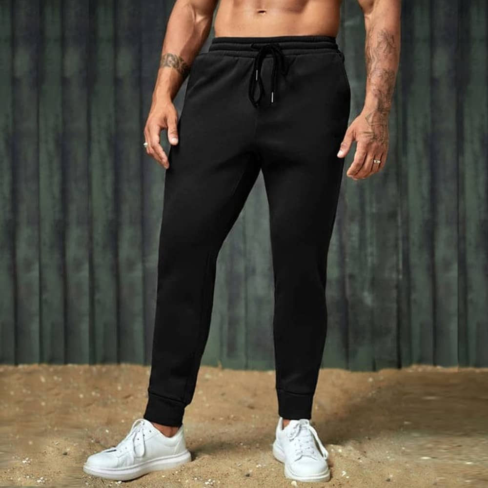 Relaxed Fit Jogger Style Casual Sweatpants For Men and Women - Black - 3 Pockets