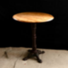 Cast Iron Base with Oak Barrel Tabletop