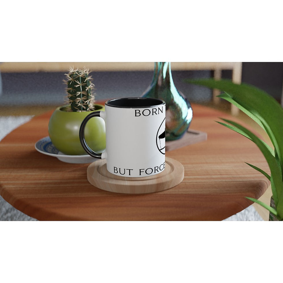 Thumbnail: White 11oz Ceramic Mug with Color Inside - Born To Surf
