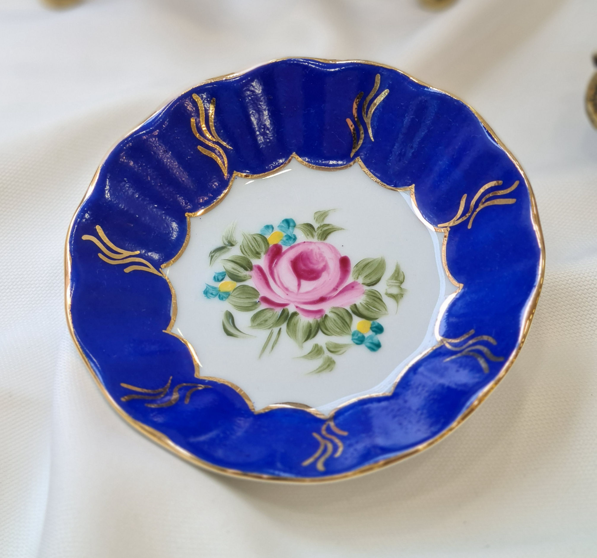 El Boyama Çay Tabağı ( Mavi )