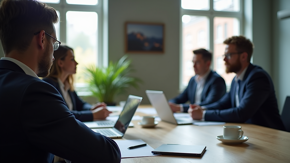 High angle view of a business meeting discussing lead generation strategies