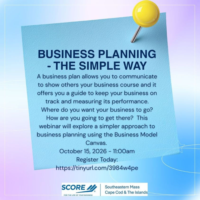 SCORE Webinar - Business Planning - The Simple Way