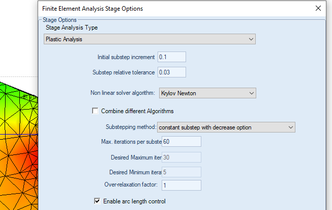 Manual convergence settings for DeepEX FEM