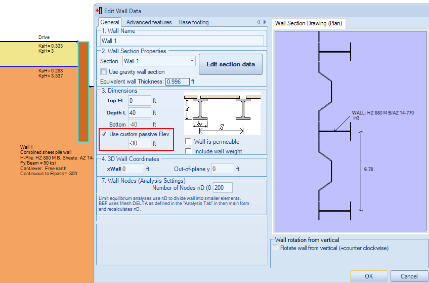Defining the sheet piles tip elevation in DeepEX