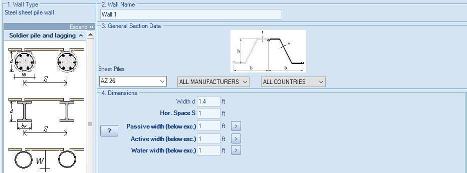 Wall section parameters in DeepEX – Wall thickness, spacing and pressure widths