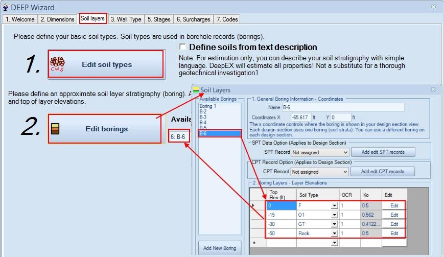  Edit the soil properties and stratigraphy in DeepEX