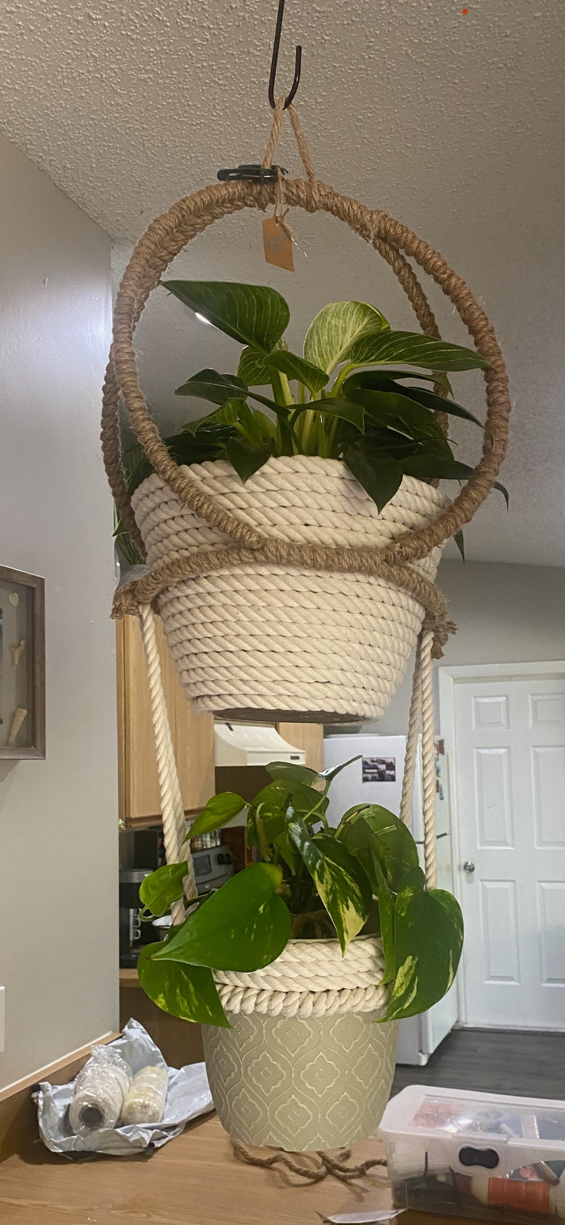 Two Tier Two Tone Hanging Planter