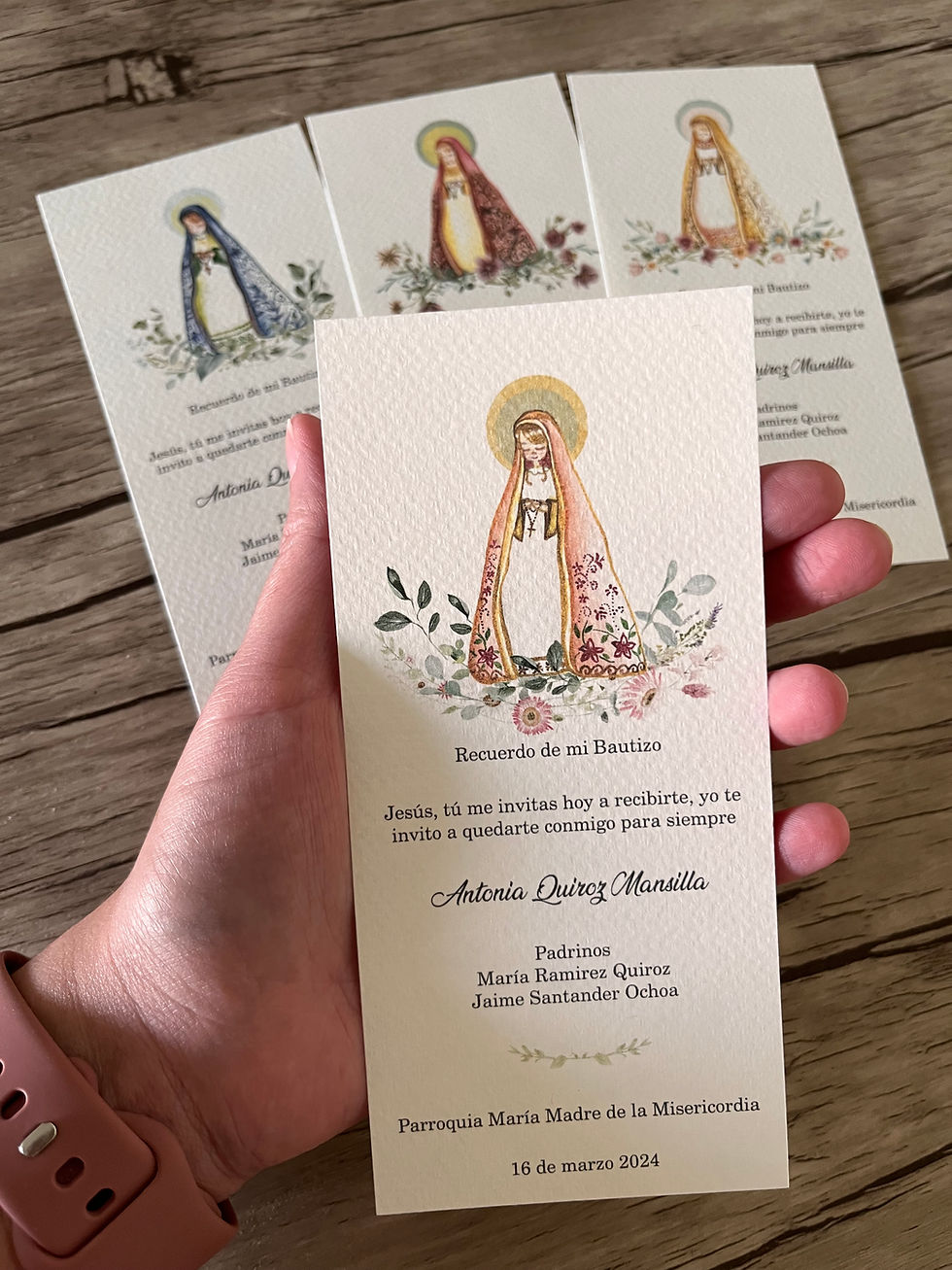 Miniatura: Santito Virgen María Acuarela / Incluye 12 Santitos