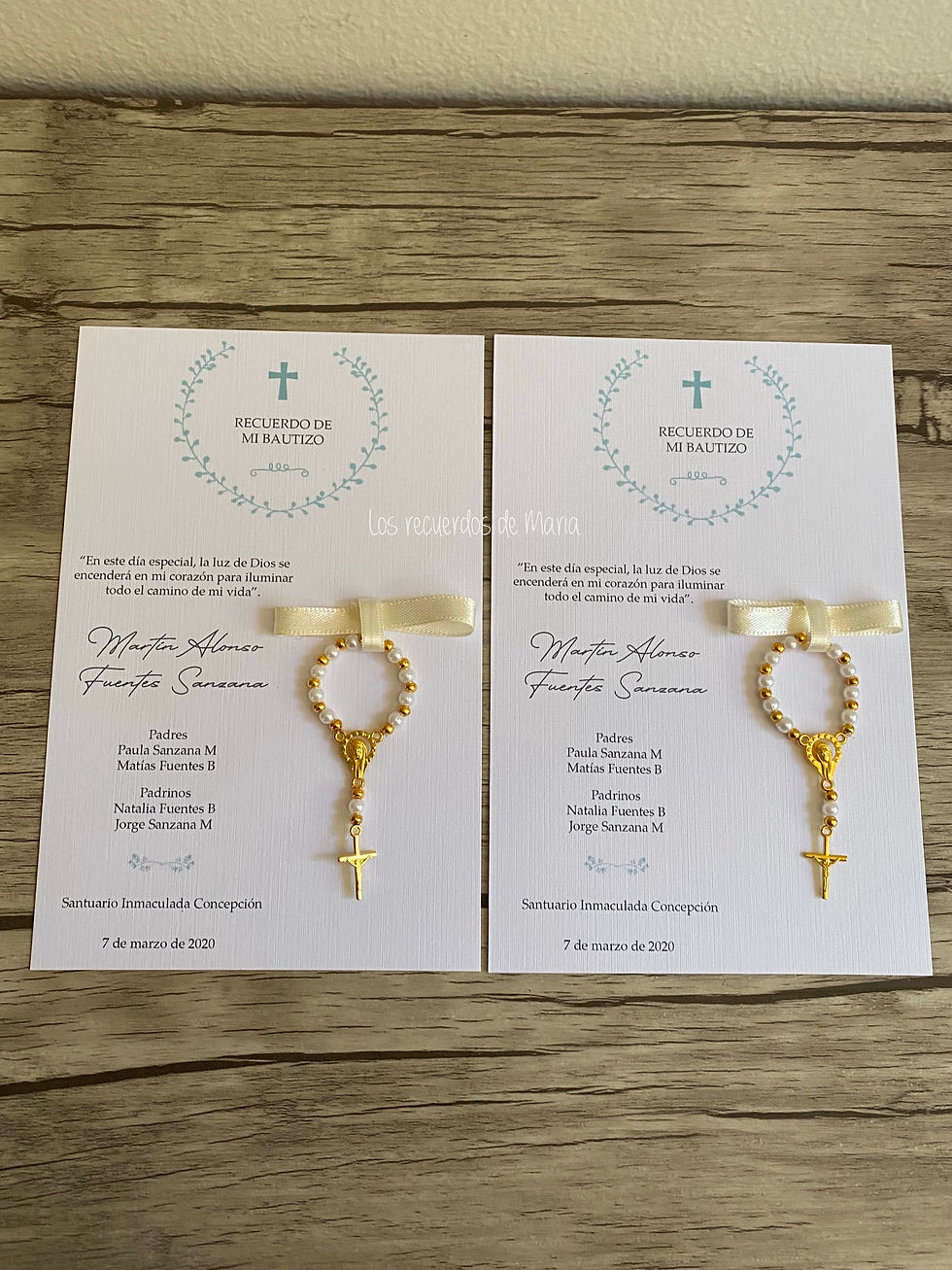 Miniatura: Santito Cruz Celeste con Denario Perlitas / Incluye 6 unidades