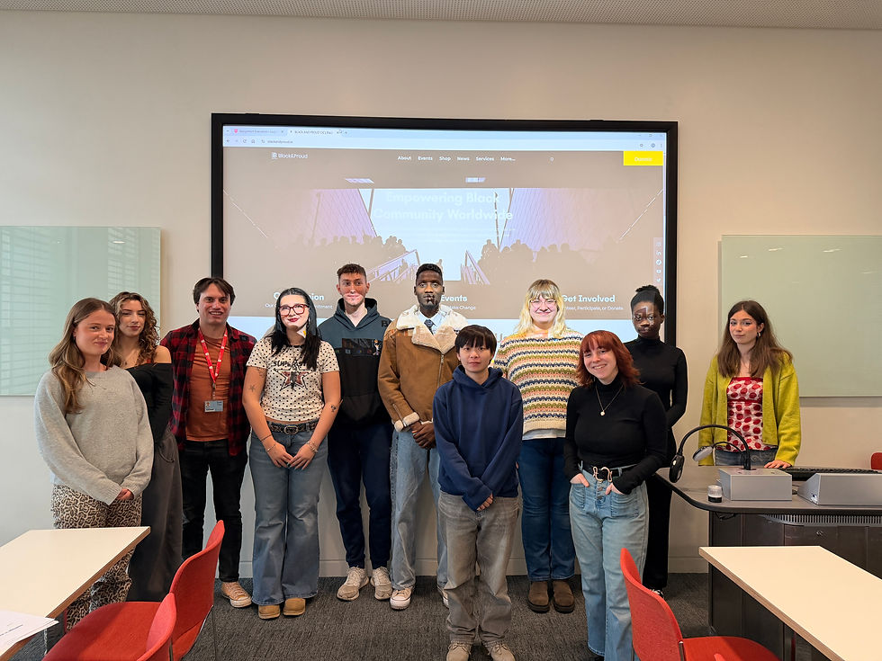 Black and Proud CIC director with second-year Linguistics students at Nottingham Trent University