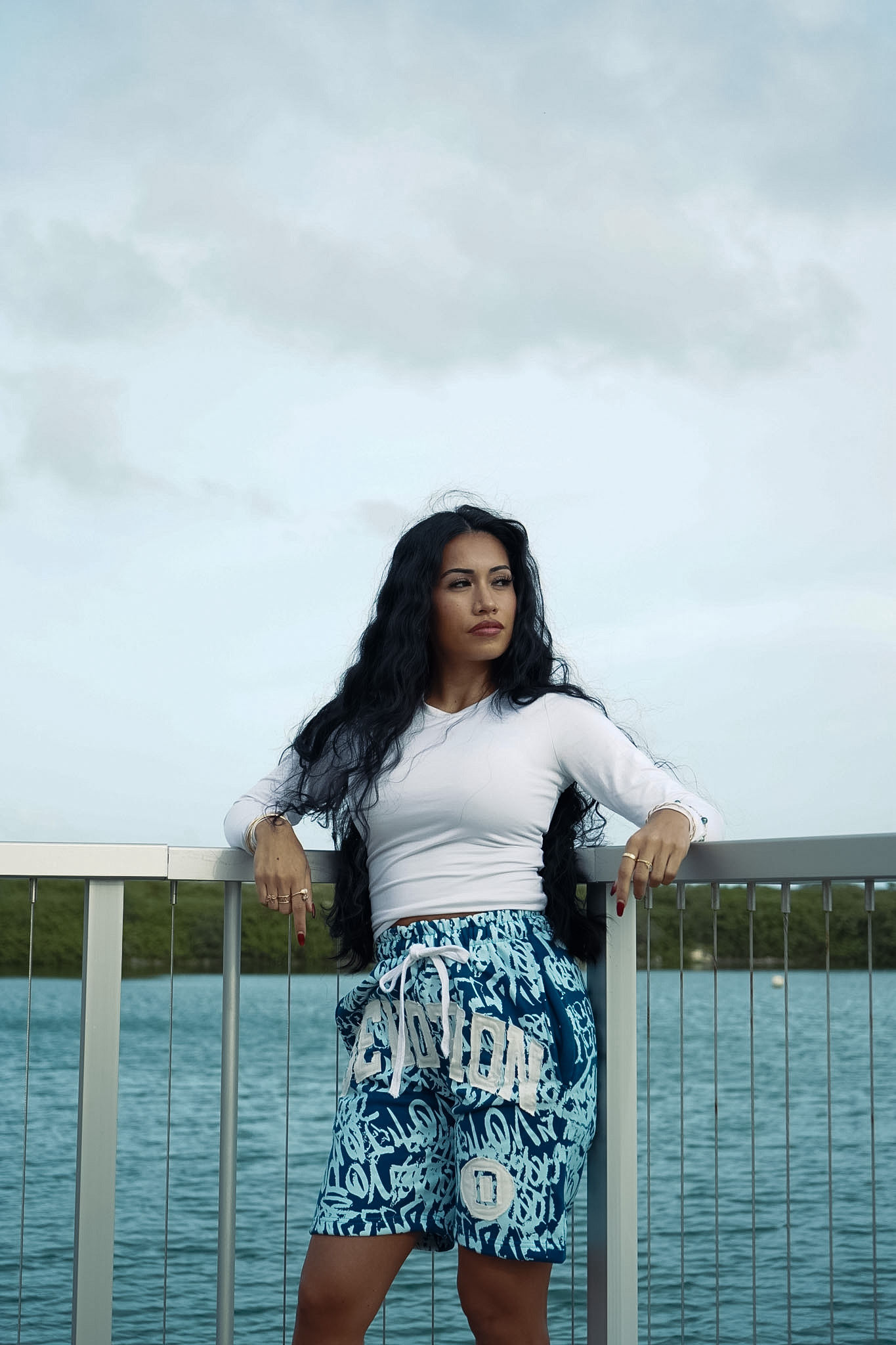 Blue graffiti shorts 