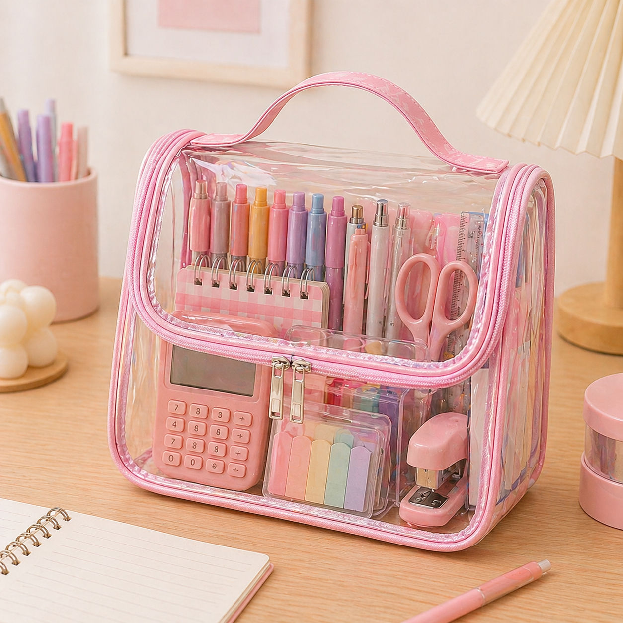 Estuche Organizador Transparente PVC 23x19x12 cm 