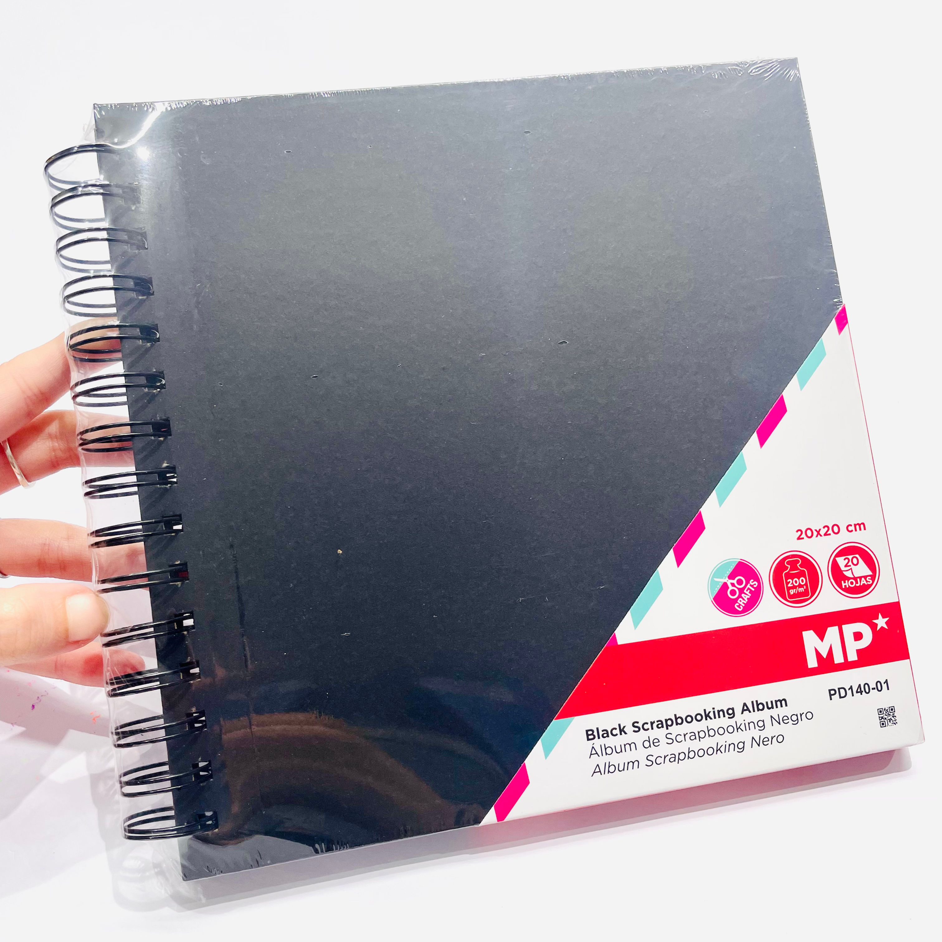 Álbum de scrapbook negro 20x20cm