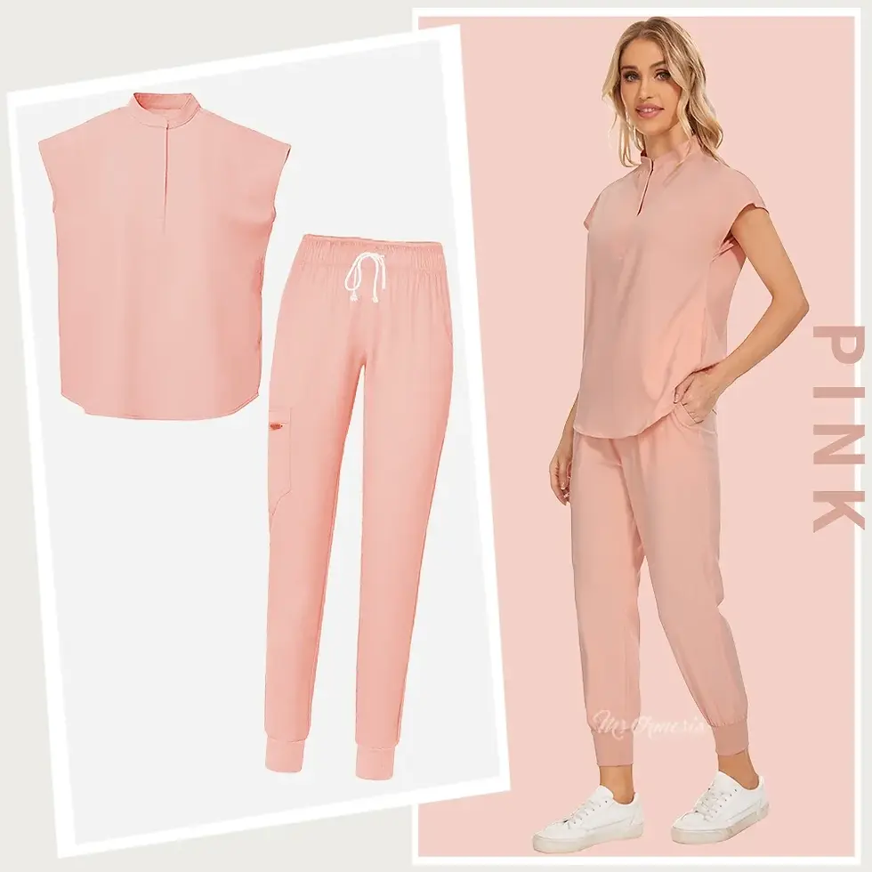 Thumbnail: Medical Uniform Elastic Scrub Suit Hospital Surgical Scrubs Top Pants Nurse Nurs