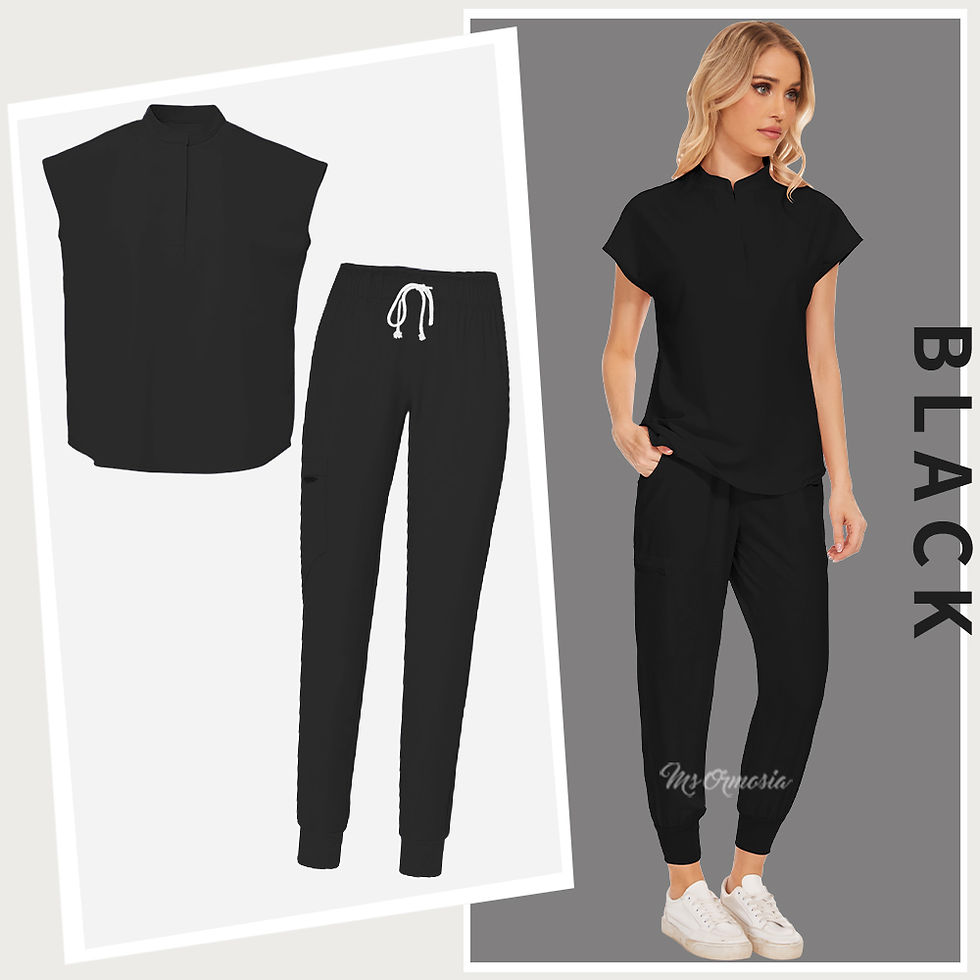 Thumbnail: Medical Uniform Elastic Scrub Suit Hospital Surgical Scrubs Top Pants Nurse Nurs