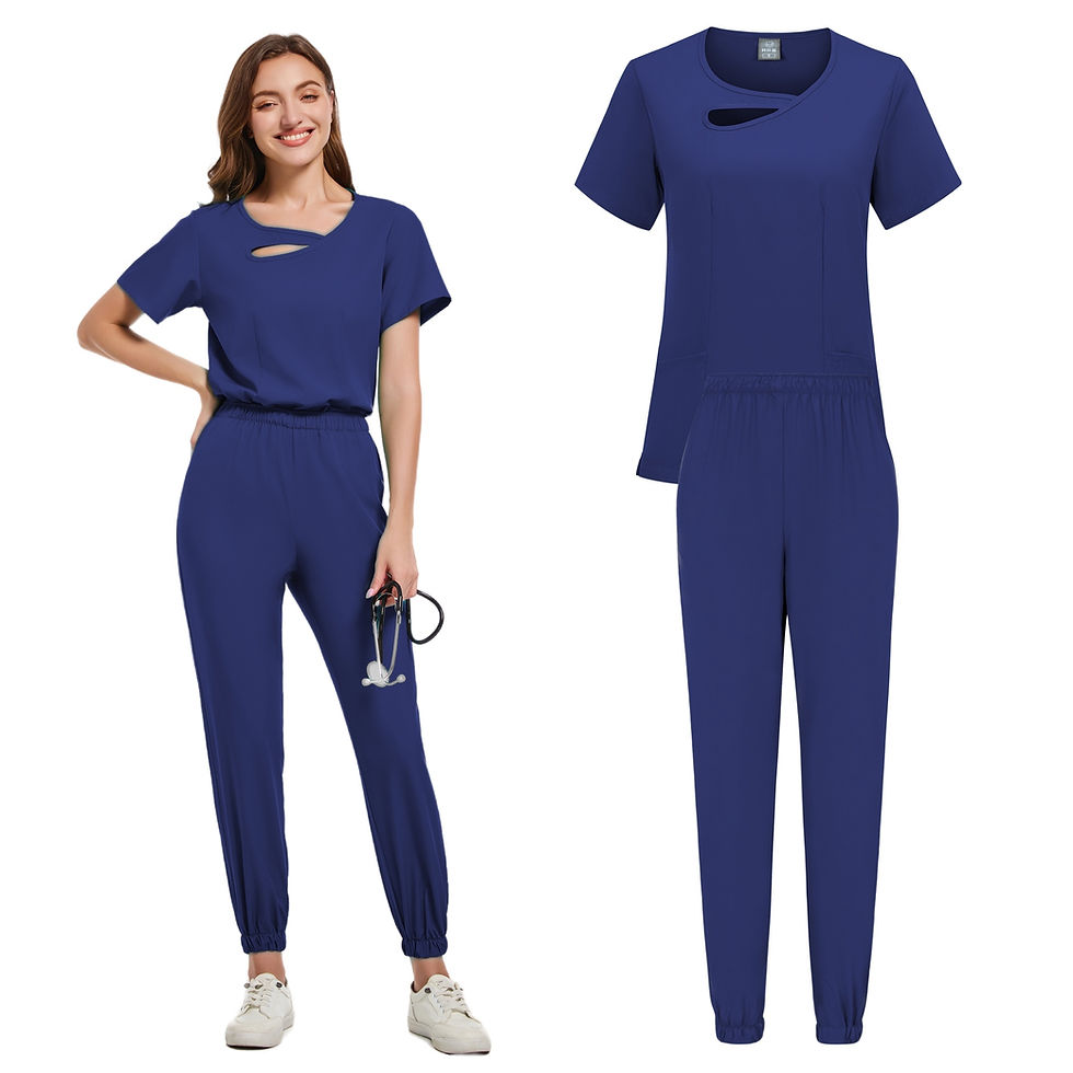 Thumbnail: New Scrubs Set Medical Uniforms Stretch Scrub Tops With Pocket Pants Nurse Unifo