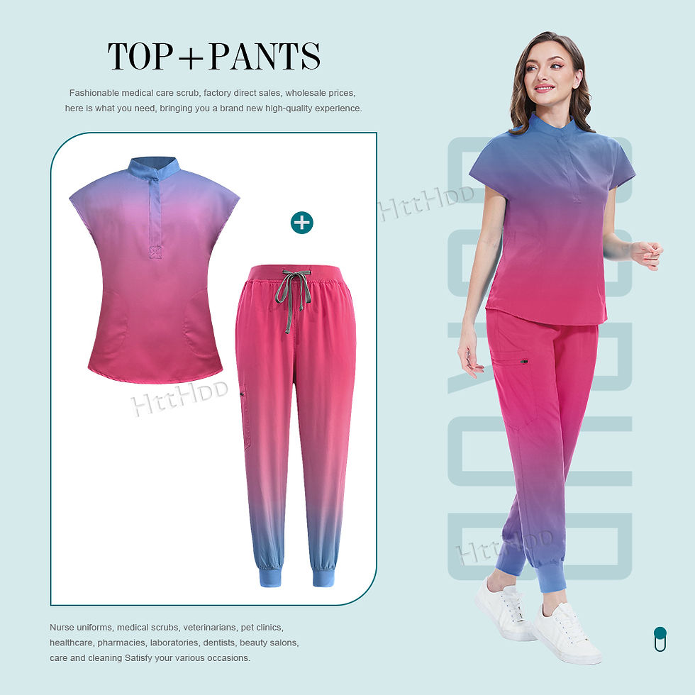 Thumbnail: Niaahinn Scrub Hospital Medical Nurse Scrubs Top Pants Sets Unisex Women's Beaut