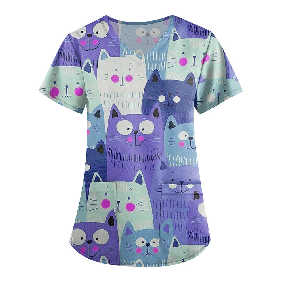 Thumbnail: flower print scrub top