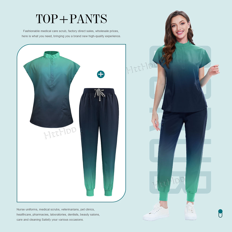 Thumbnail: Niaahinn Scrub Hospital Medical Nurse Scrubs Top Pants Sets Unisex Women's Beaut