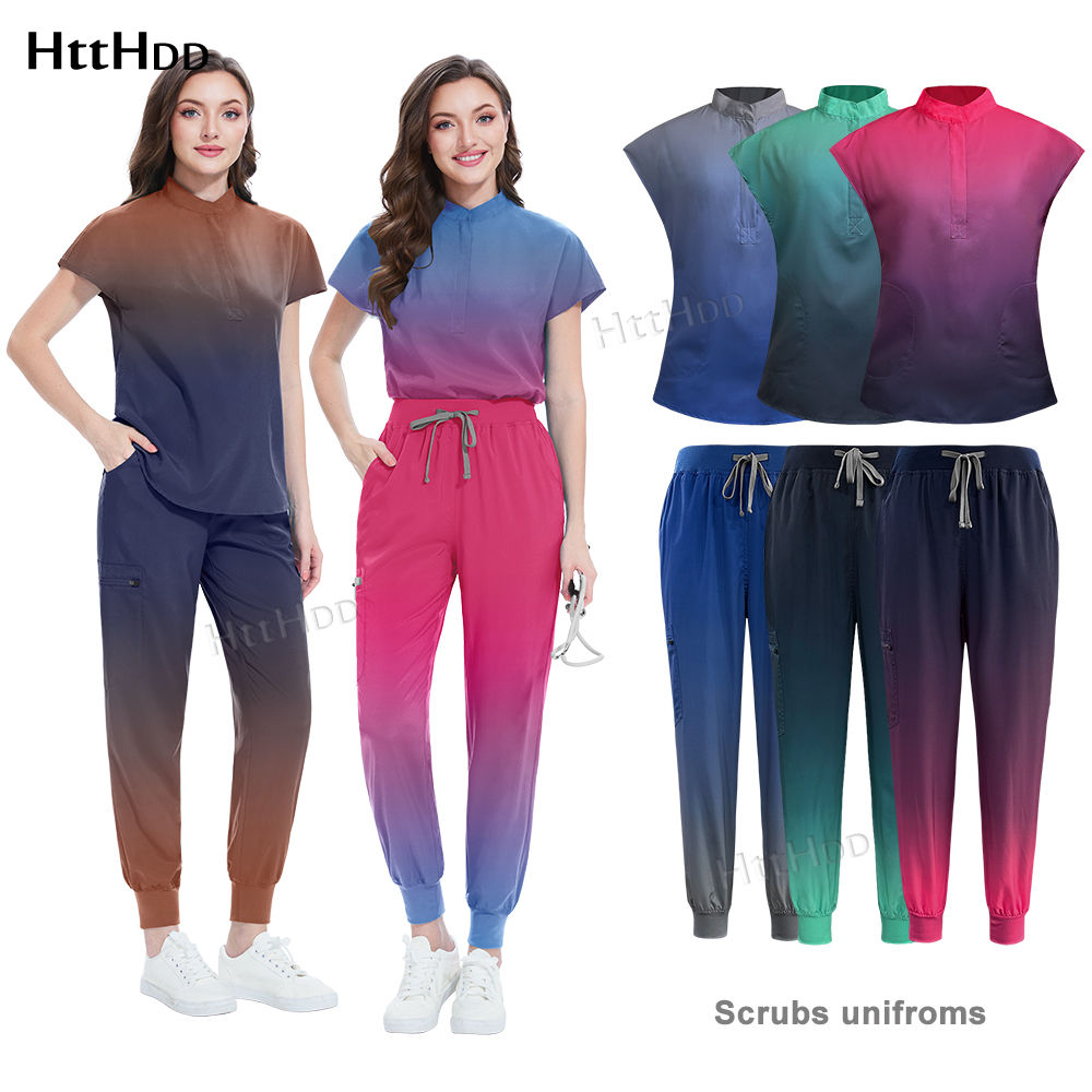 Niaahinn Scrub Hospital Medical Nurse Scrubs Top Pants Sets Unisex Women's Beaut
