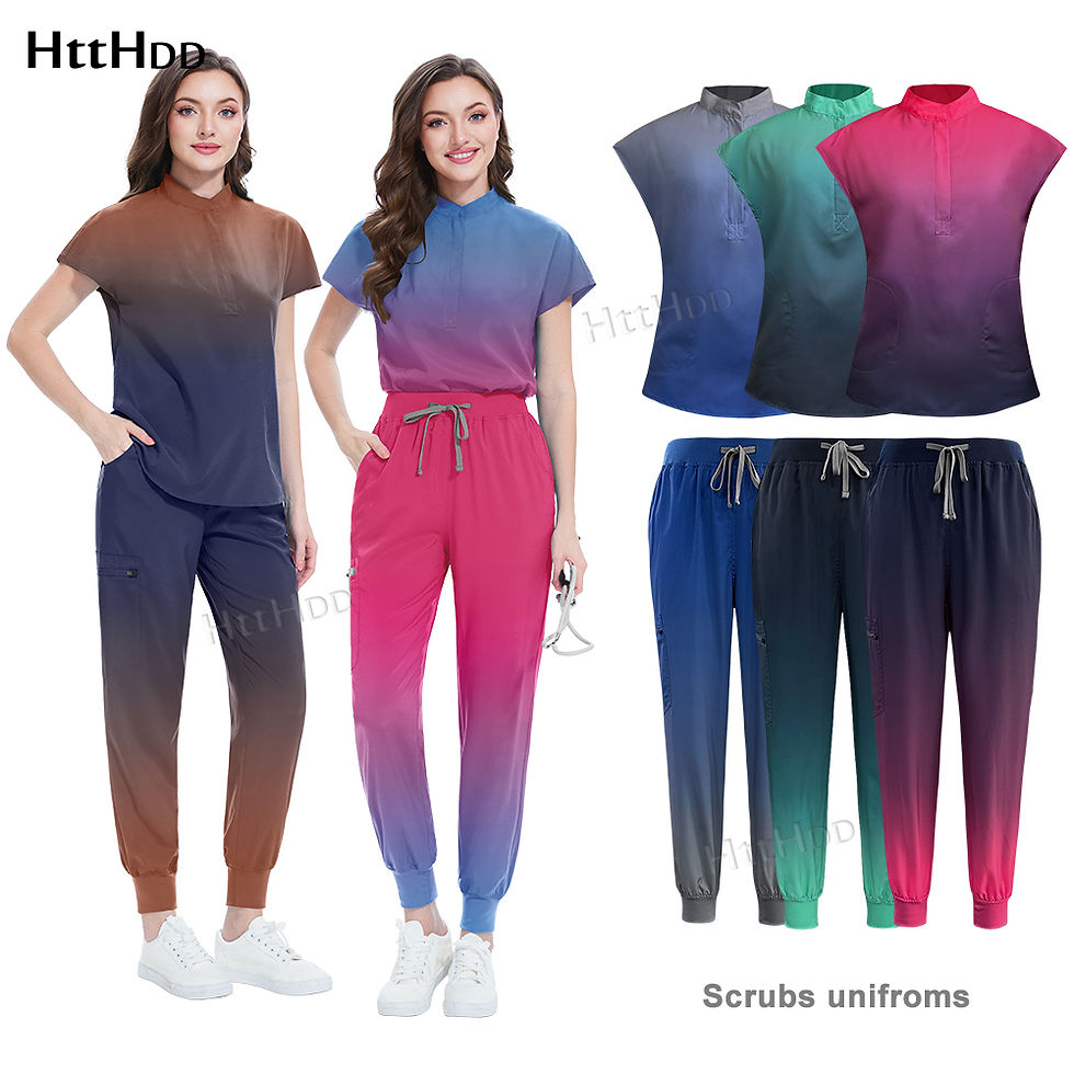 Thumbnail: Niaahinn Scrub Hospital Medical Nurse Scrubs Top Pants Sets Unisex Women's Beaut
