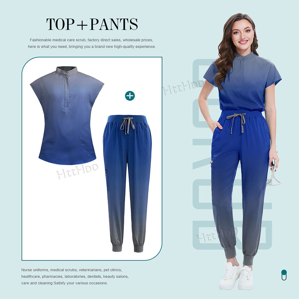 Thumbnail: Niaahinn Scrub Hospital Medical Nurse Scrubs Top Pants Sets Unisex Women's Beaut