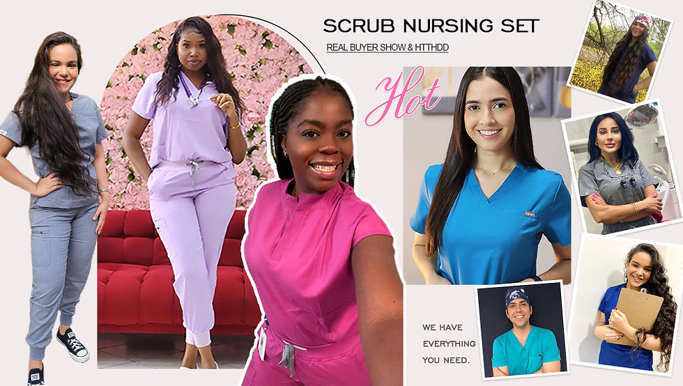 Thumbnail: Niaahinn Scrub Hospital Medical Nurse Scrubs Top Pants Sets Unisex Women's Beaut