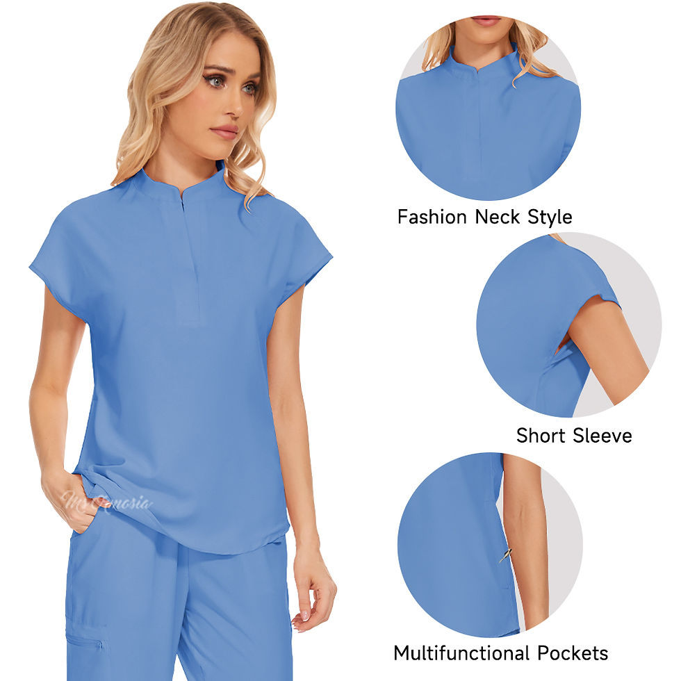 Thumbnail: Medical Uniform Elastic Scrub Suit Hospital Surgical Scrubs Top Pants Nurse Nurs
