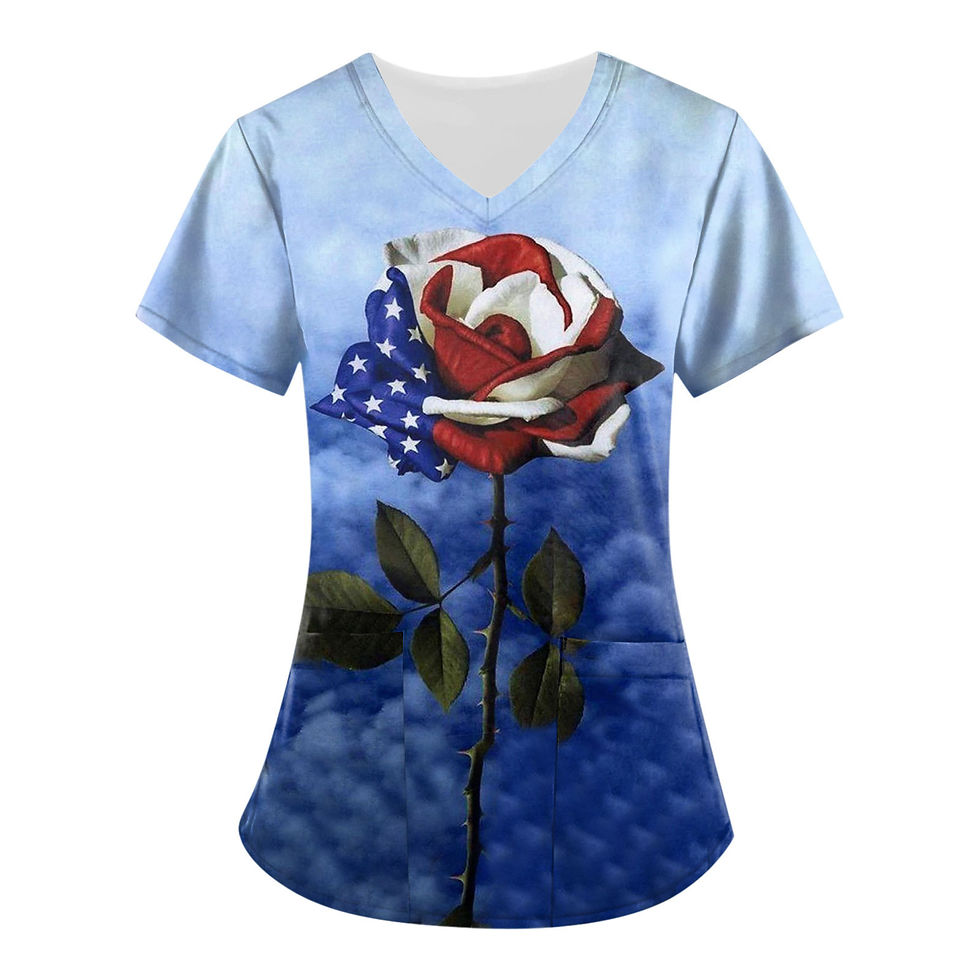 Thumbnail: flower print scrub top