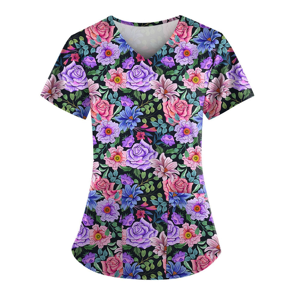 Thumbnail: flower print scrub top