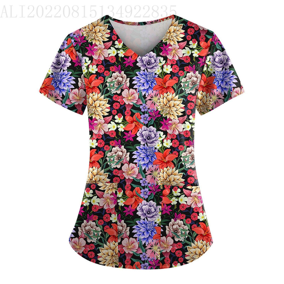 Thumbnail: flower print scrub top