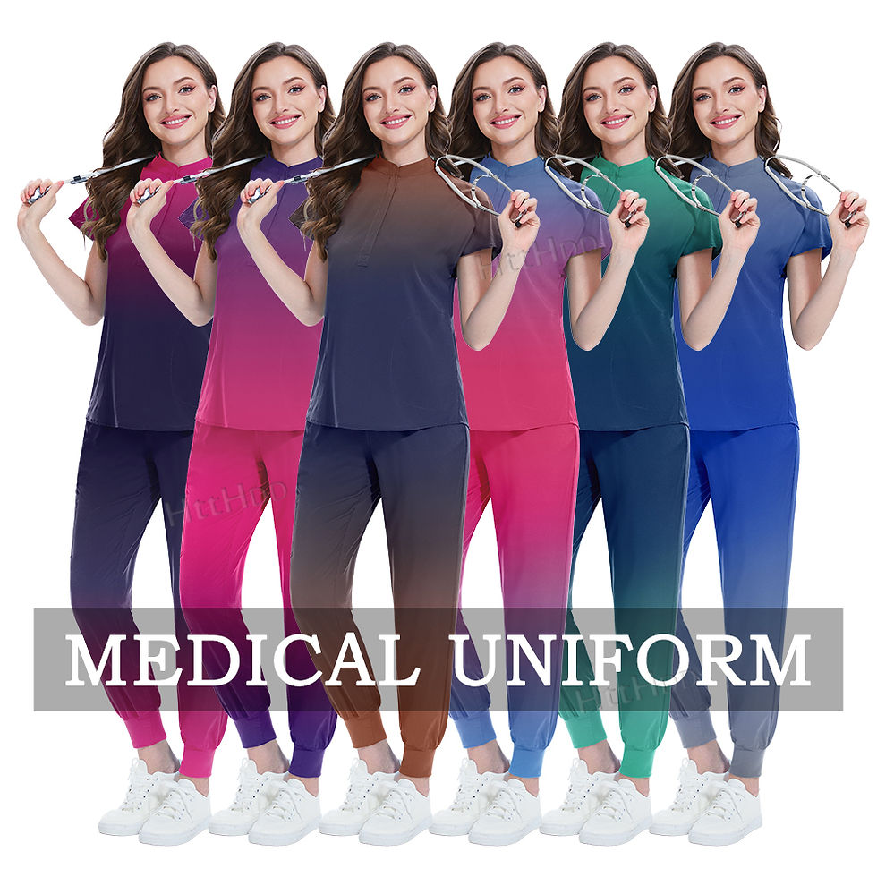 Thumbnail: Niaahinn Scrub Hospital Medical Nurse Scrubs Top Pants Sets Unisex Women's Beaut