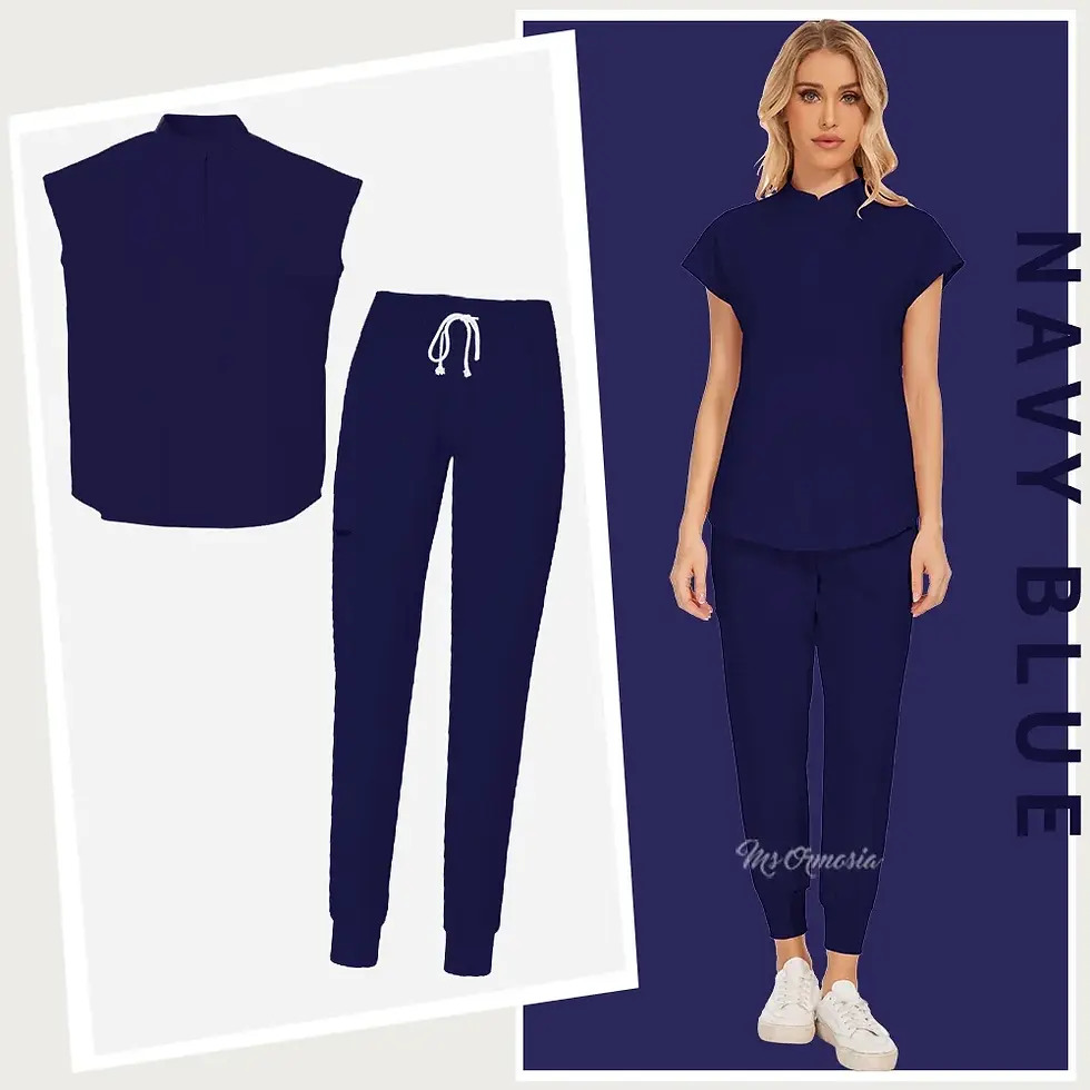Thumbnail: Medical Uniform Elastic Scrub Suit Hospital Surgical Scrubs Top Pants Nurse Nurs
