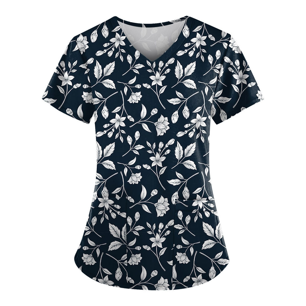 Thumbnail: flower print scrub top