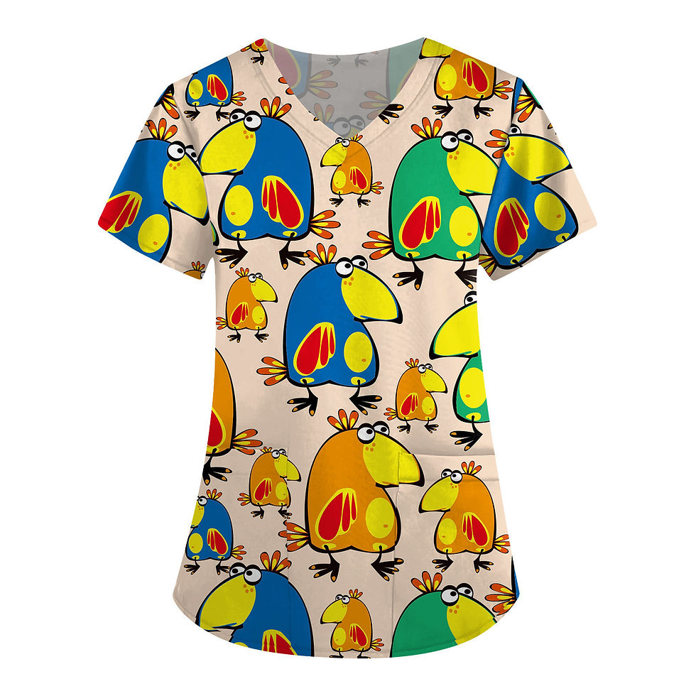 Thumbnail: flower print scrub top
