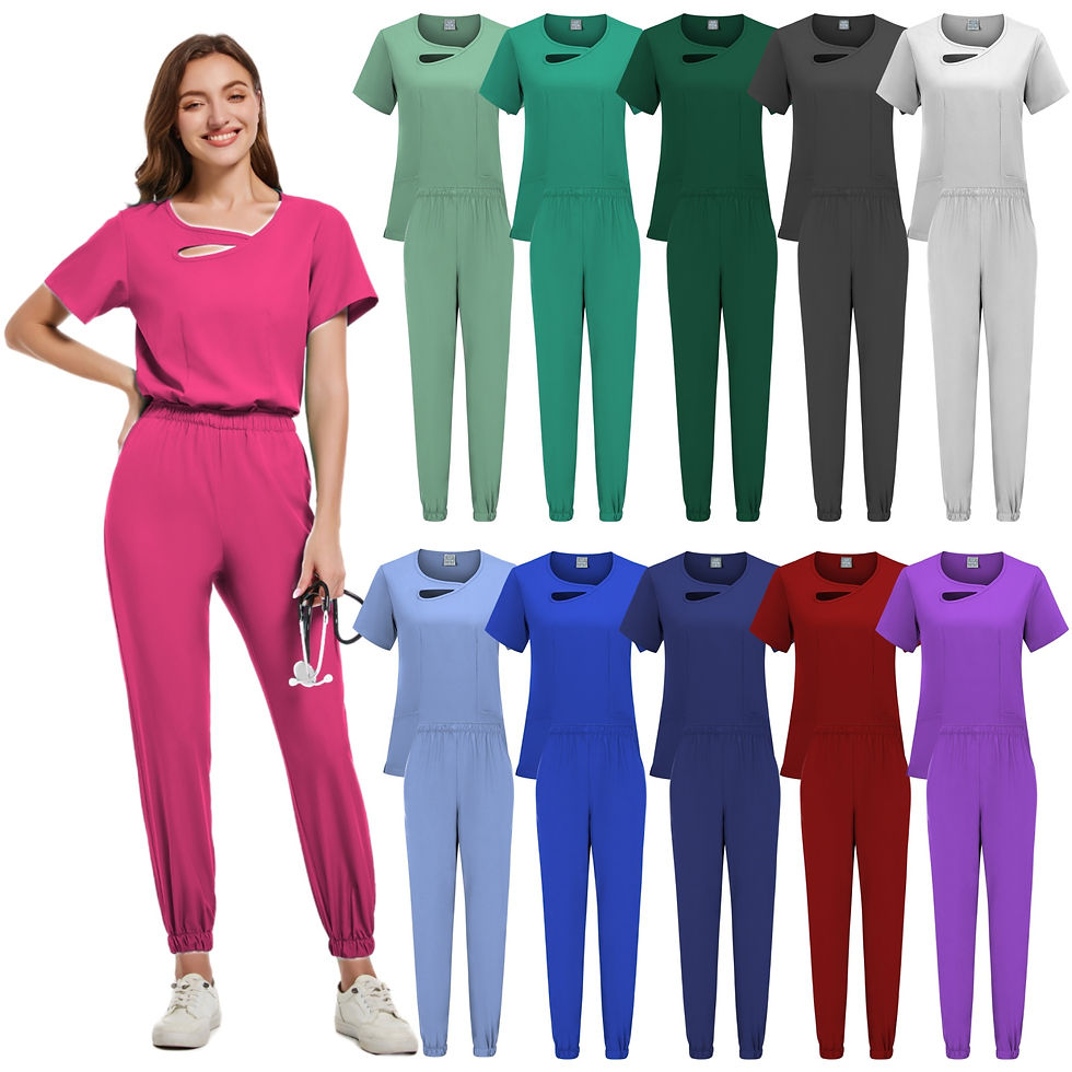 Thumbnail: New Scrubs Set Medical Uniforms Stretch Scrub Tops With Pocket Pants Nurse Unifo
