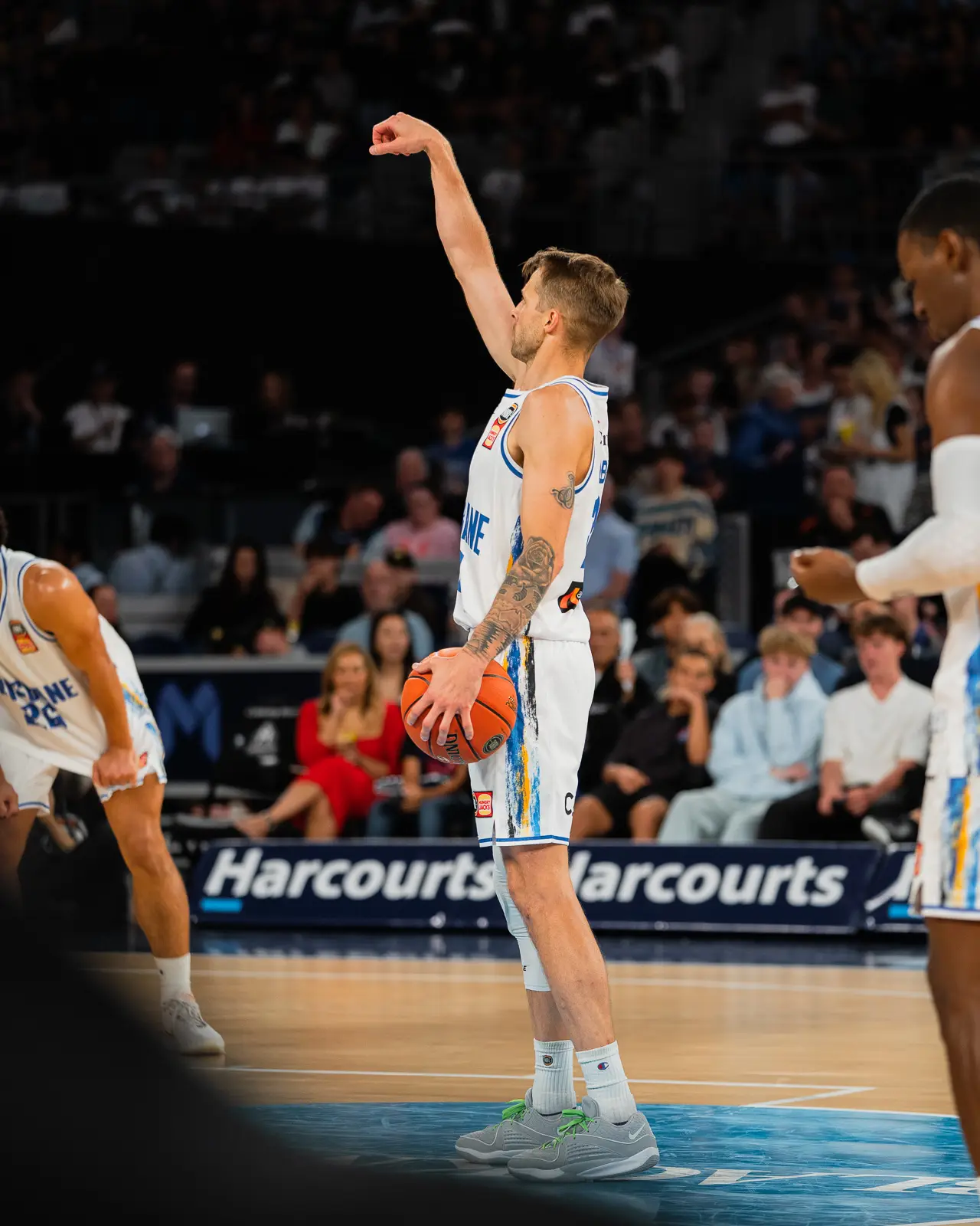 nathan sobey for brisbane bullets shooting a free throw at john cain arena