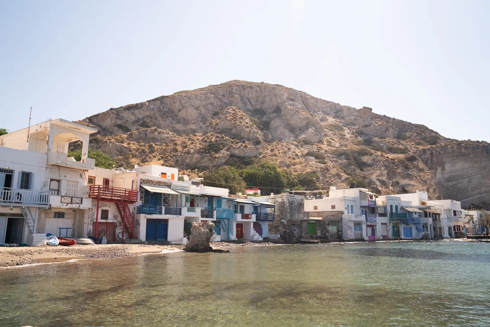 view of all the colourful fishing huts in Klima, Milos - Greece