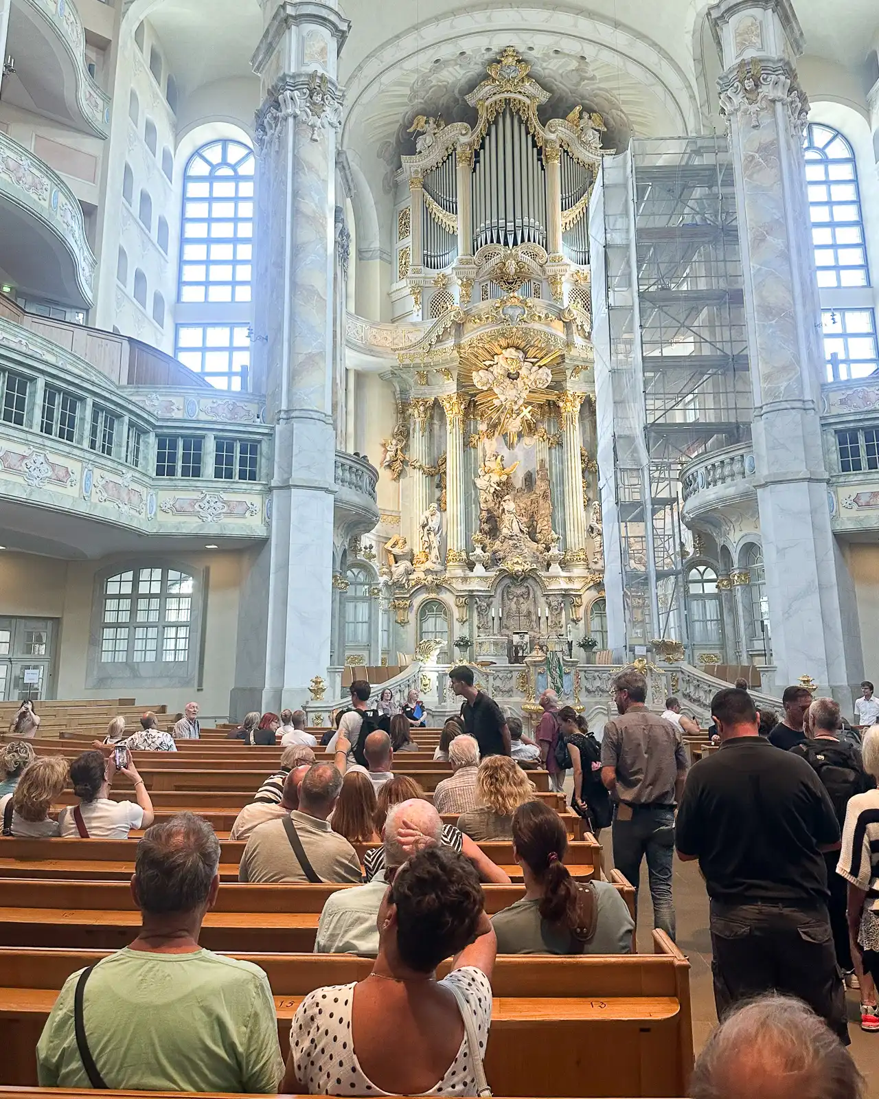 inside Frauenkirche Church in Dresden, Germany photographed on iphone 14 pro max