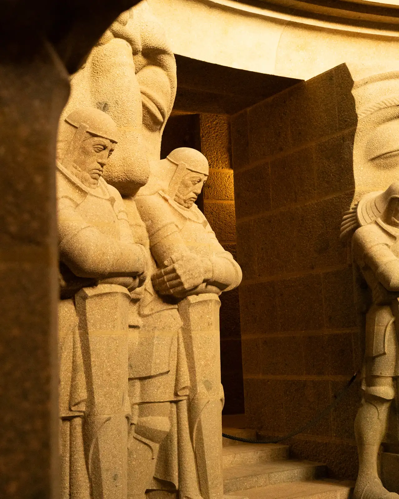 statues inside the battle of nations monument in leipzig, germany