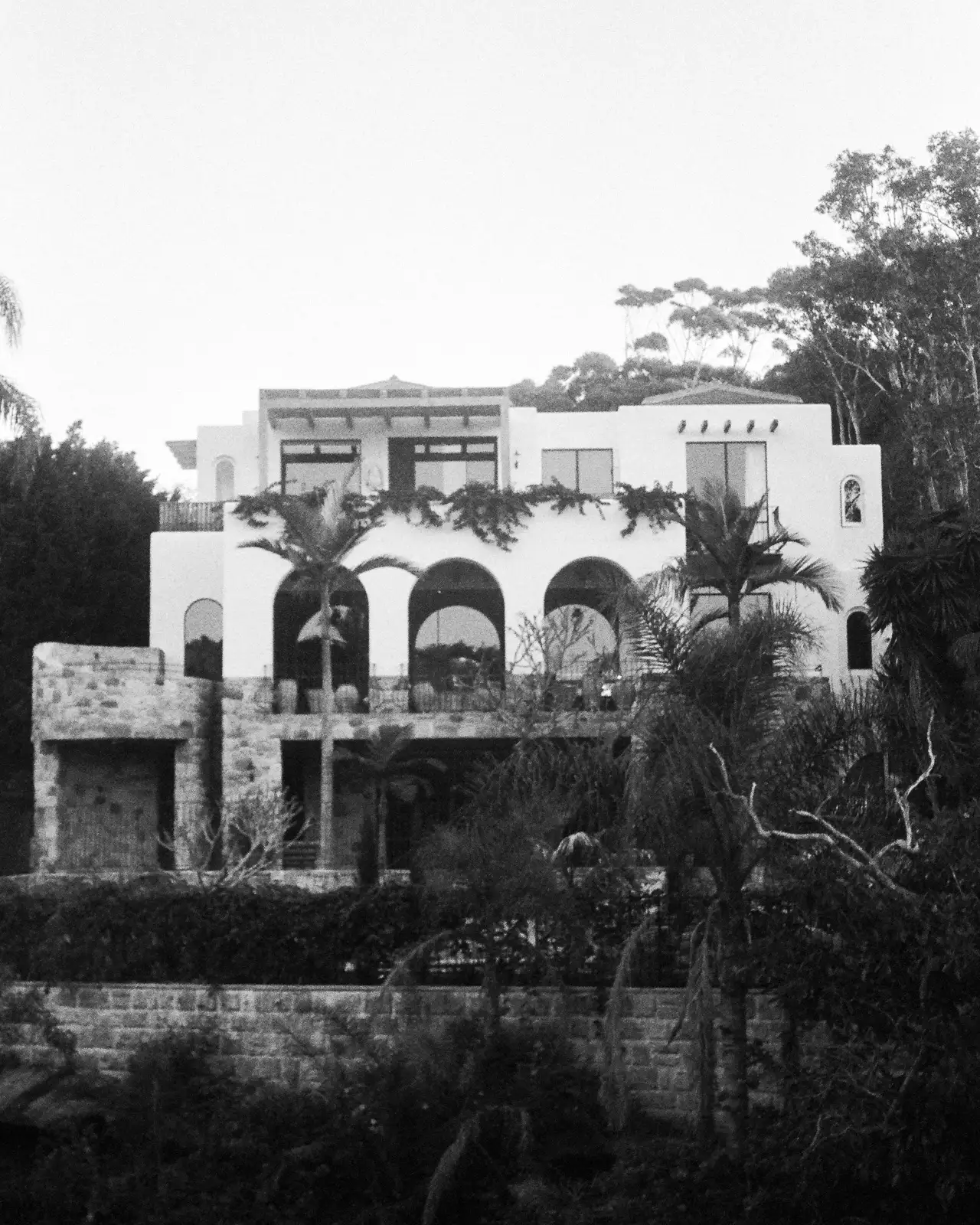 beautiful architecture home in sydney shot on black and white film