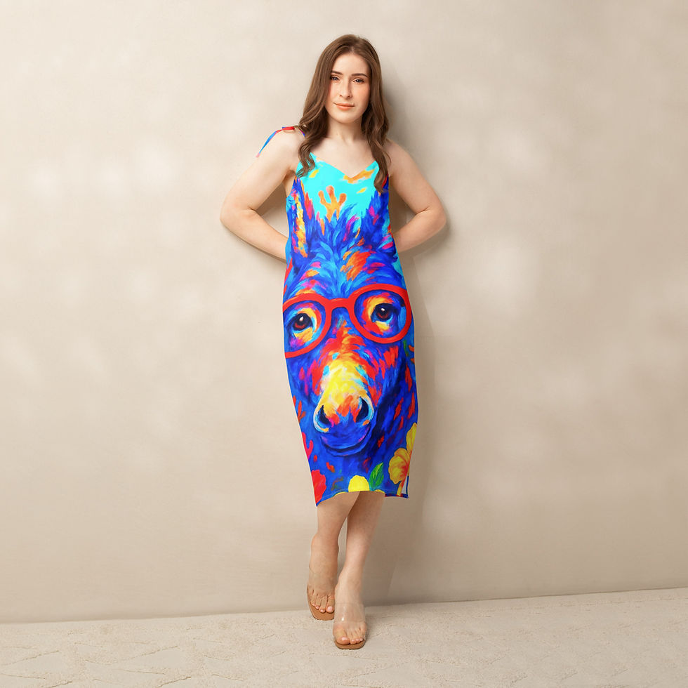 Thumbnail: Whisky in bloom undersea Tie-strap midi dress