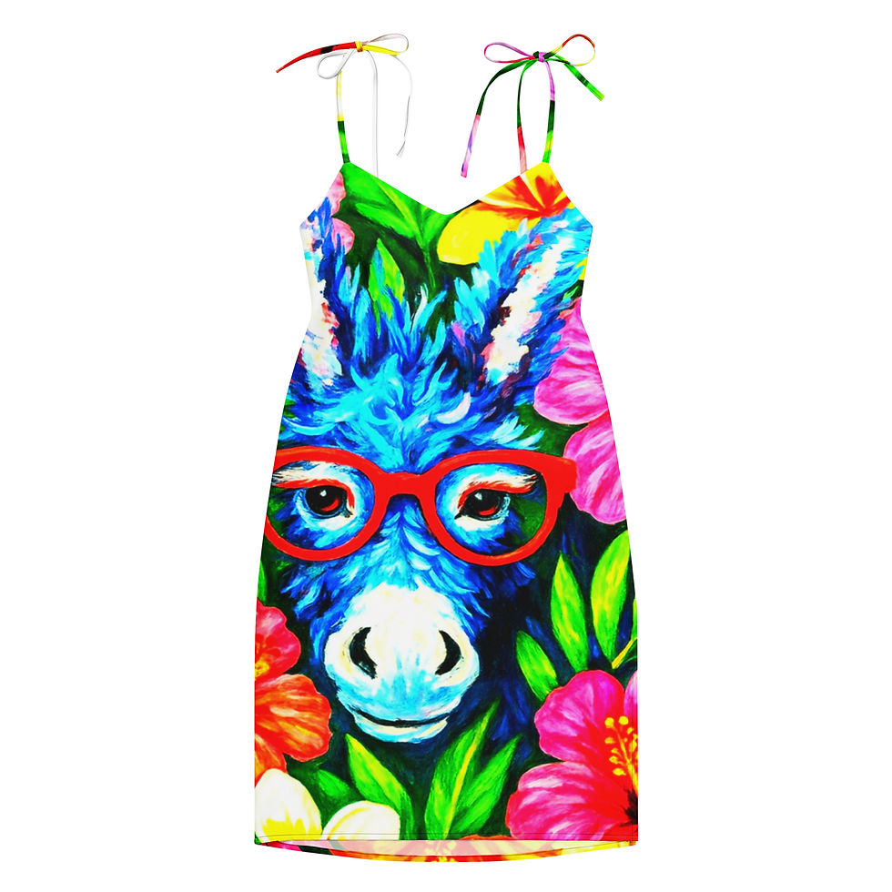 Thumbnail: Whisky in bloom undersea Tie-strap midi dress