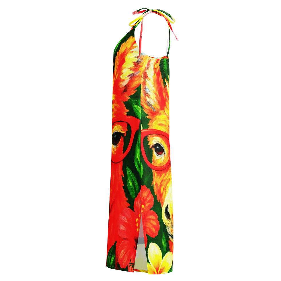 Thumbnail: Whisky in bloom orange Tie-strap midi dress