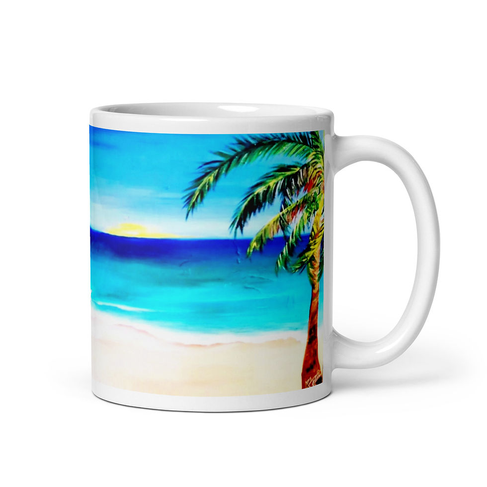 Beach scenery White glossy mug